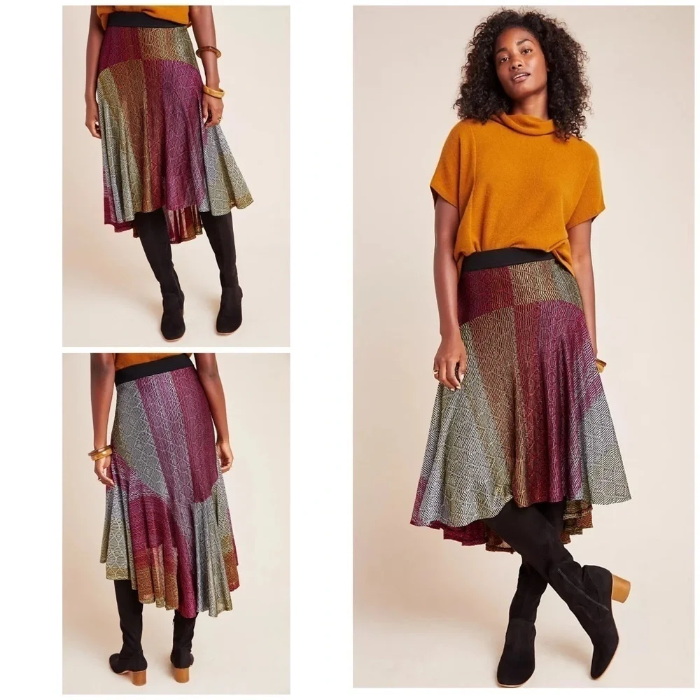 NWT Cecilia Prado Geometric Colors Abstract Asymmetrical Midi Skirt XS​​​​​​